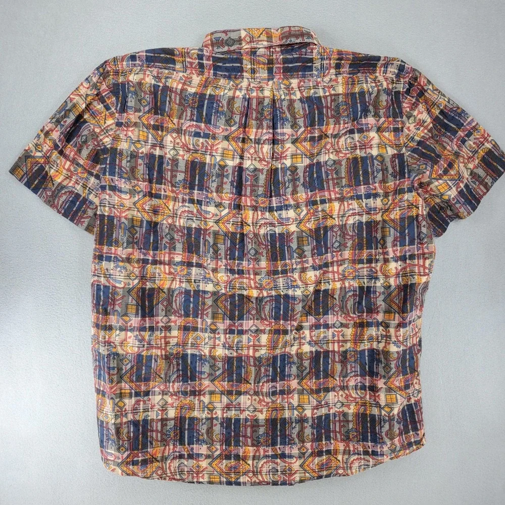 Brooks Brothers Button Down Shirt Men XL Multicolor Geometric Paisley Plaid S/S